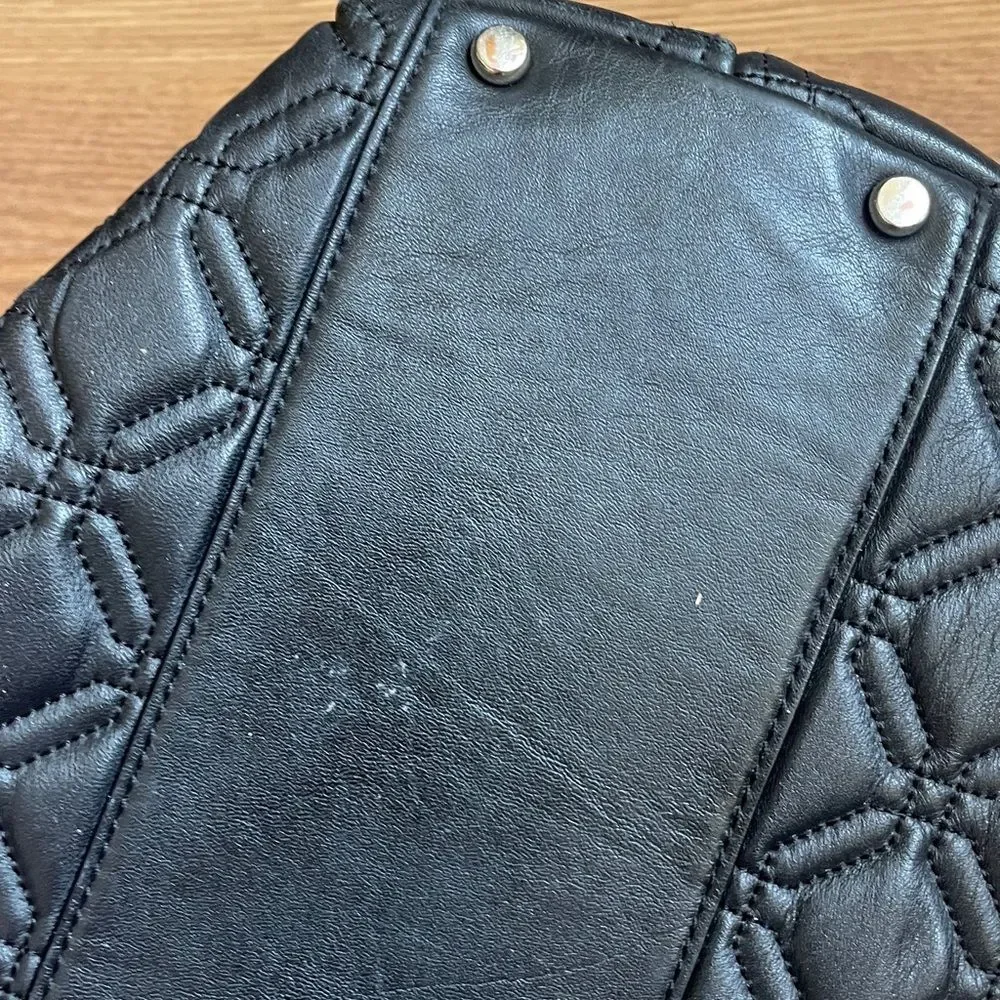 Kate Spade Elena Astor Court Black Quilted Leather Chain Shoulder Tote Bag